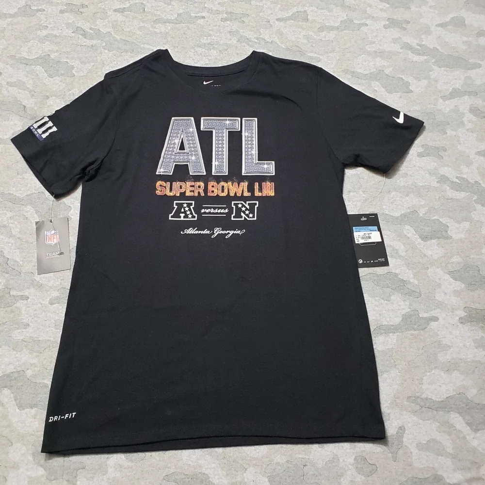 Atlanta Shirt Mens Medium Black Nike Super Bowl Short Sleeve‎ NWT